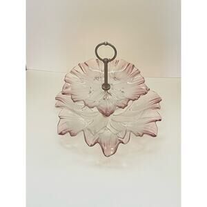 Vintage Mikasa Tulip 2 tiered glass serving dish